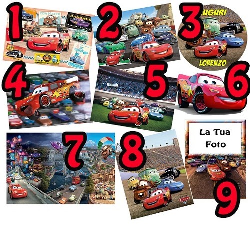 Cialda cars decorazione torta - cars,